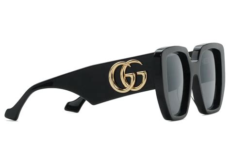 Gucci Rectangular Frame Sunglasses Black/Gold (663746 J0740 